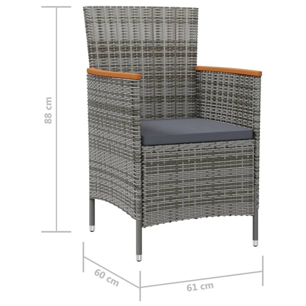 vidaXL Garten-Essstühle 2 Stk. Poly Rattan Grau