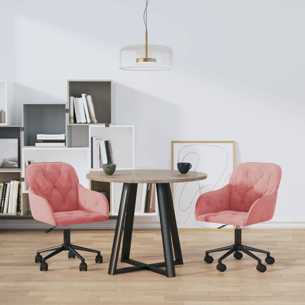 vidaXL Esszimmerstühle 2 Stk. Drehbar Rosa Samt