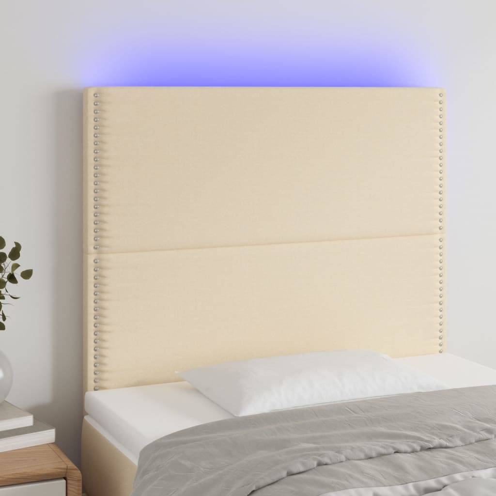 vidaXL LED Kopfteil Creme 100x5x118/128 cm Stoff