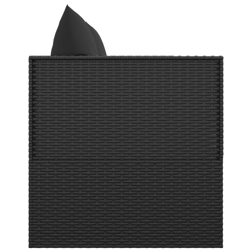 vidaXL Outdoor-Loungebett mit Kissen Schwarz Poly Rattan