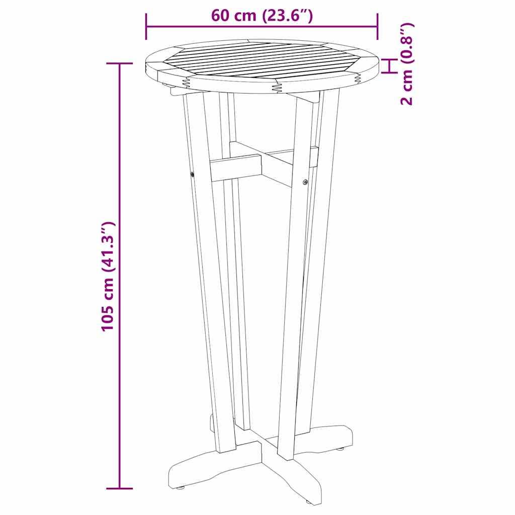 vidaXL Garten-Bartisch Ø60x105 cm Massivholz Akazie