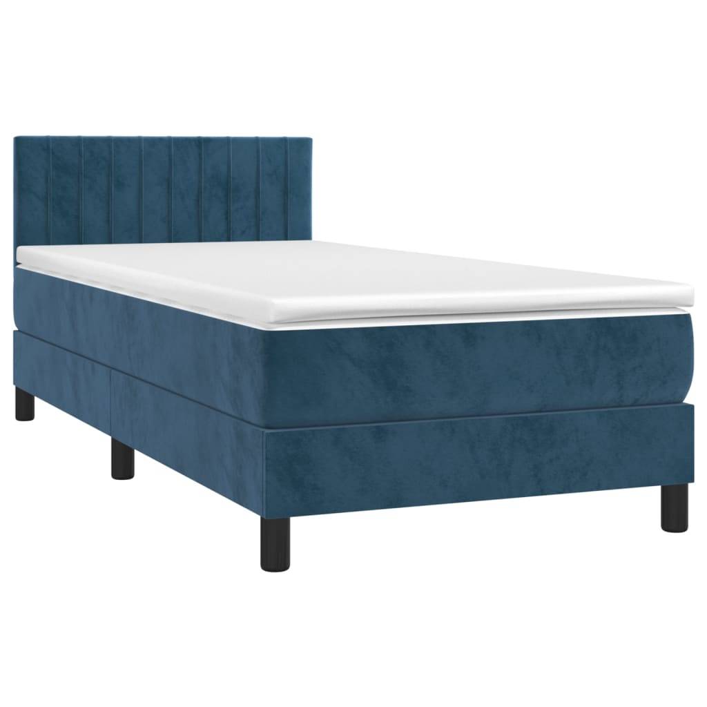 vidaXL Boxspringbett mit Matratze Dunkelblau 80x200 cm Samt