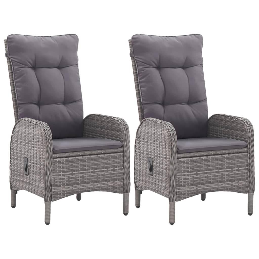 vidaXL 3-tlg. Bistro-Set Poly Rattan und Glas Grau
