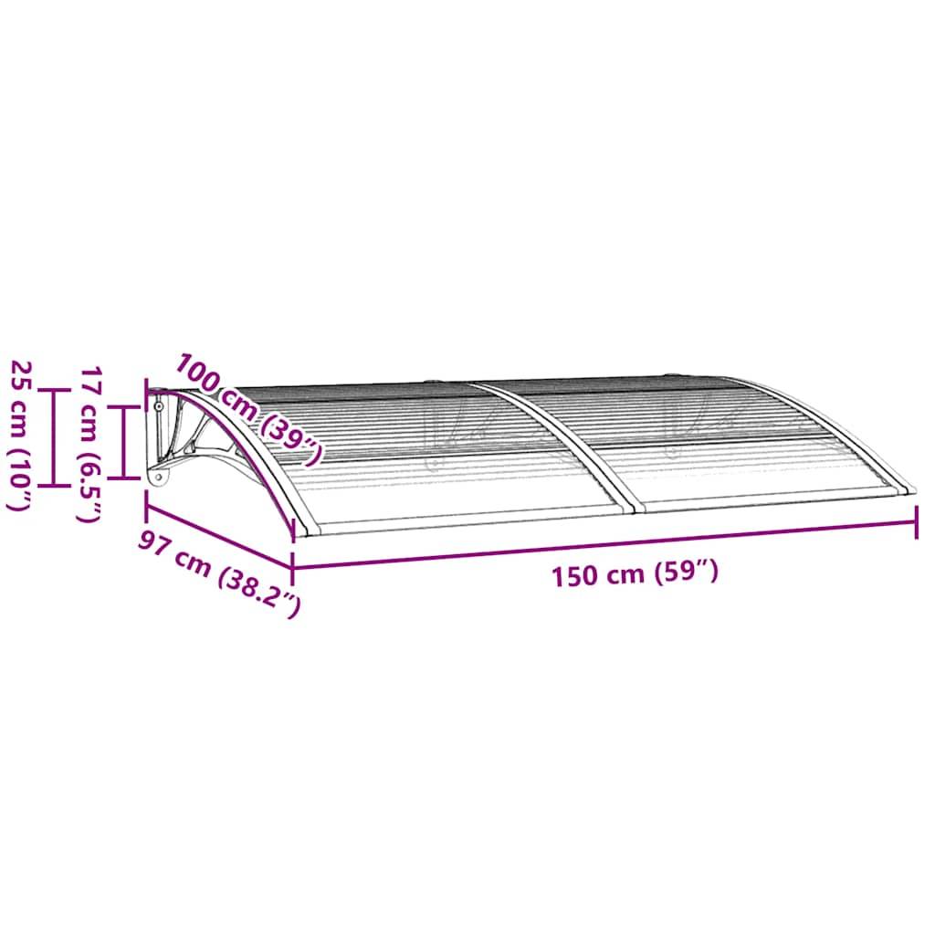 vidaXL Türvordach Schwarz 150x100 cm Polycarbonat