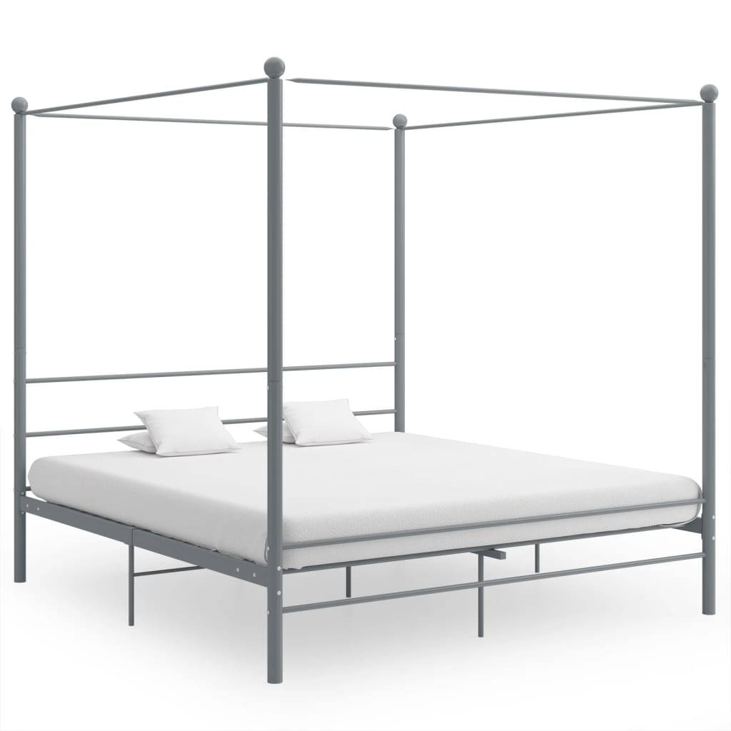 vidaXL Himmelbett Grau Metall 180x200 cm