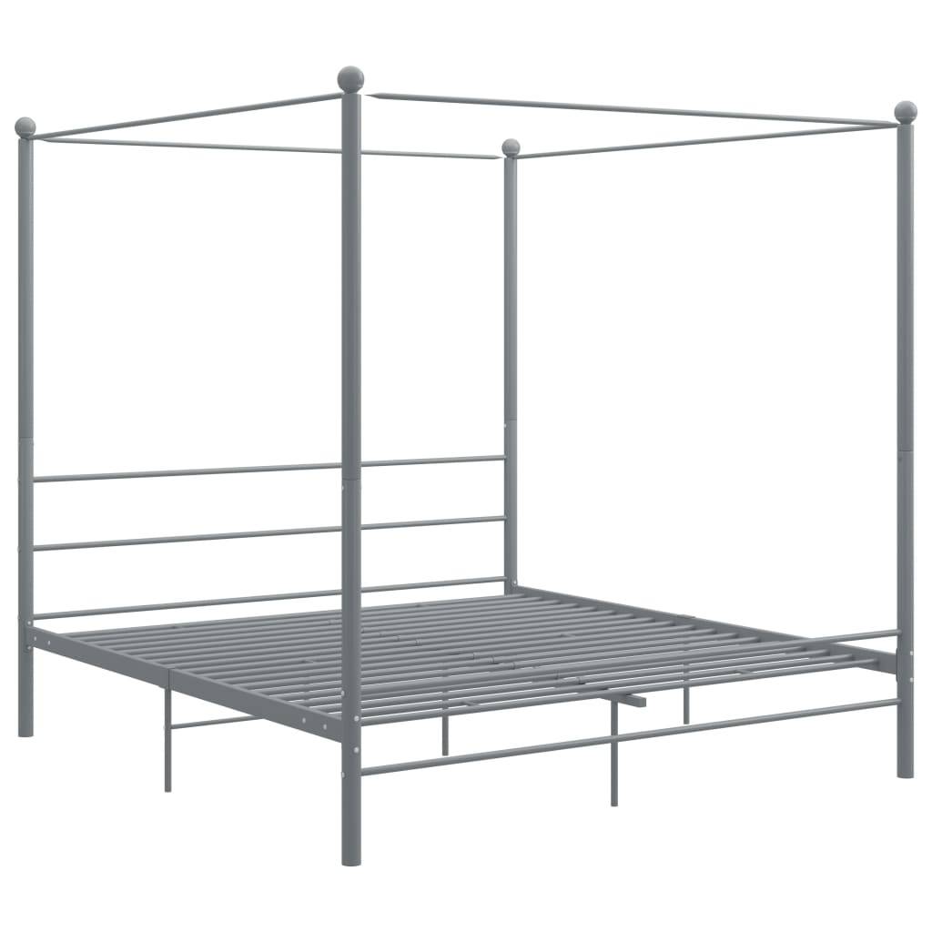 vidaXL Himmelbett Grau Metall 180x200 cm