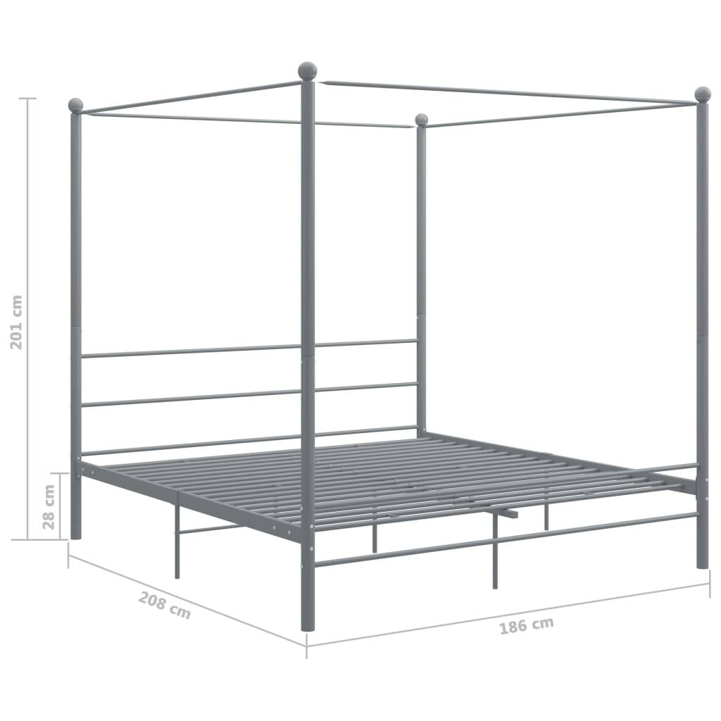 vidaXL Himmelbett Grau Metall 180x200 cm