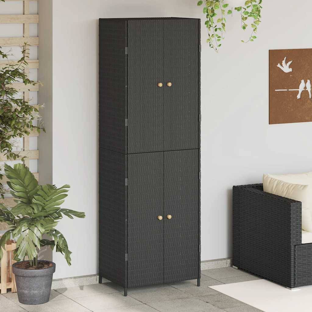 vidaXL Gartenschrank Schwarz 59x40x180 cm Poly Rattan