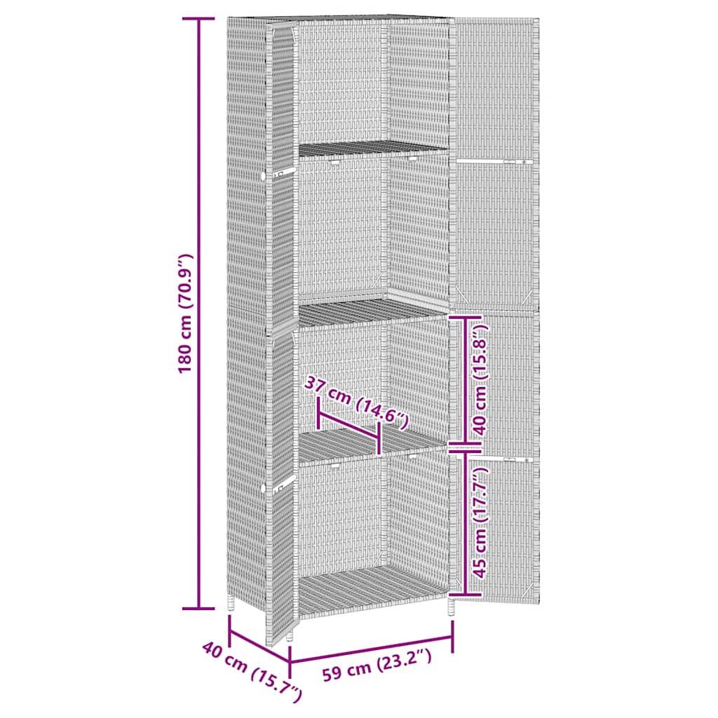 vidaXL Gartenschrank Schwarz 59x40x180 cm Poly Rattan