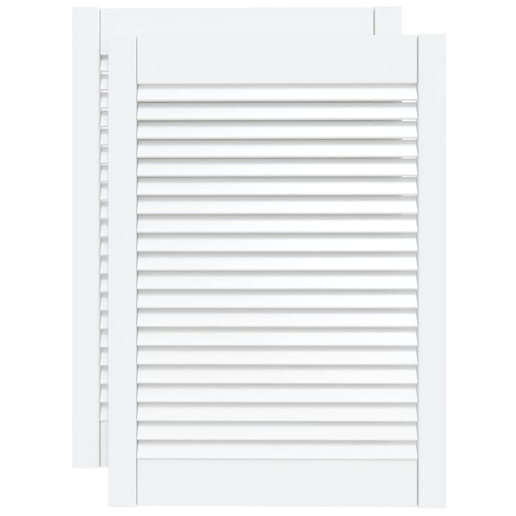 vidaXL Schranktüren Lamellen-Design 2 Stk. Weiß 69x49,4 cm Massivholz