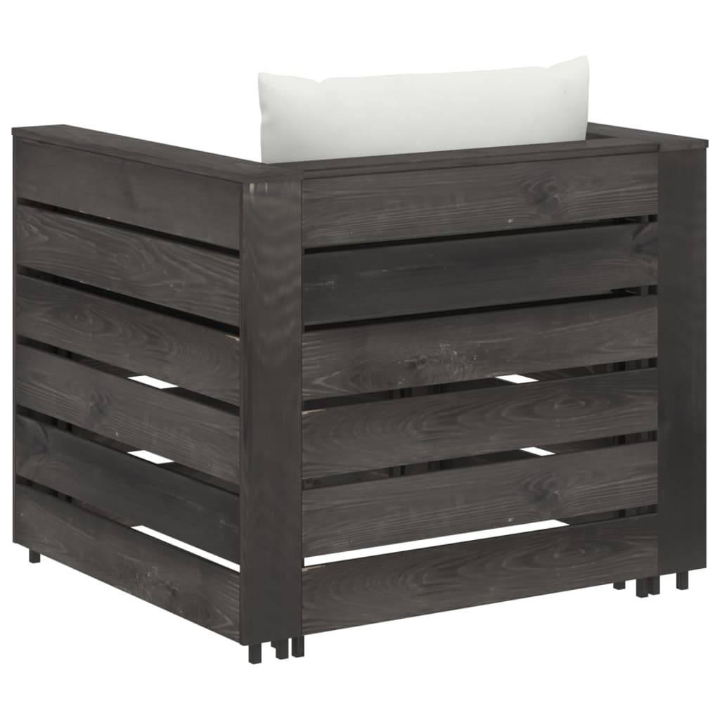 vidaXL 2-tlg. Garten-Lounge-Set mit Kissen Grau Imprägniertes Holz