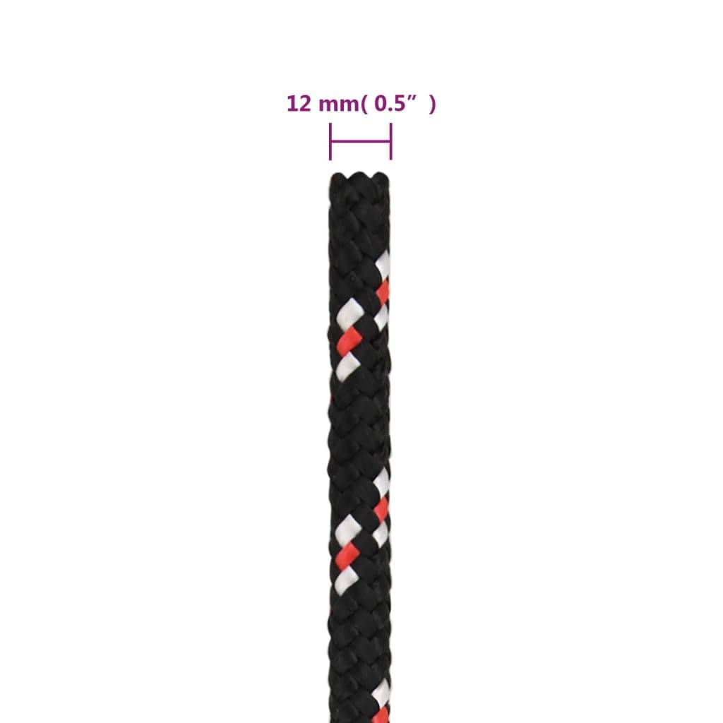vidaXL Bootsseil Schwarz 12 mm 25 m Polypropylen