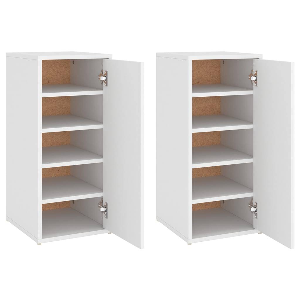 vidaXL Schuhschränke 2 Stk. Weiß 32x35x70 cm Holzwerkstoff