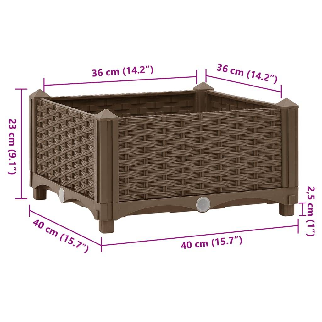 vidaXL Hochbeet 40x40x23 cm Polypropylen