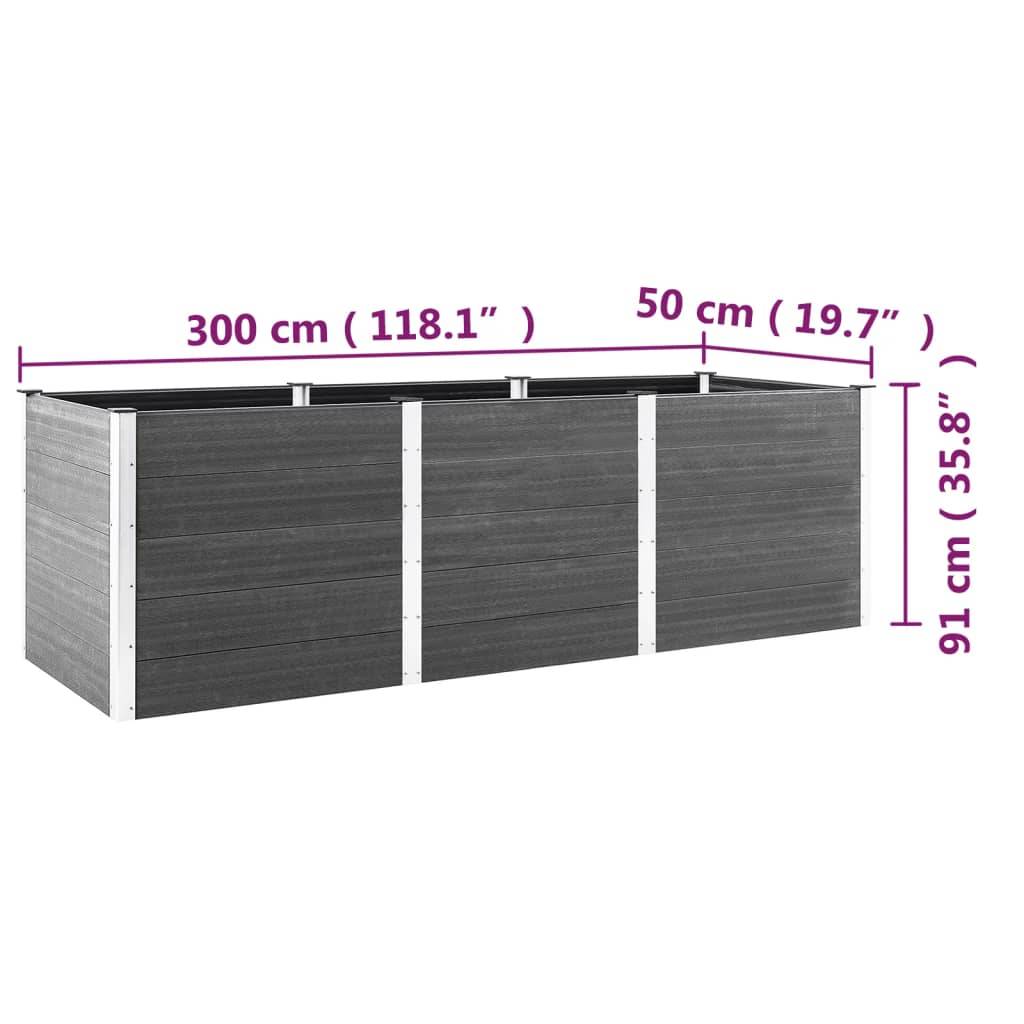 vidaXL Hochbeet Grau 300x50x91 cm WPC