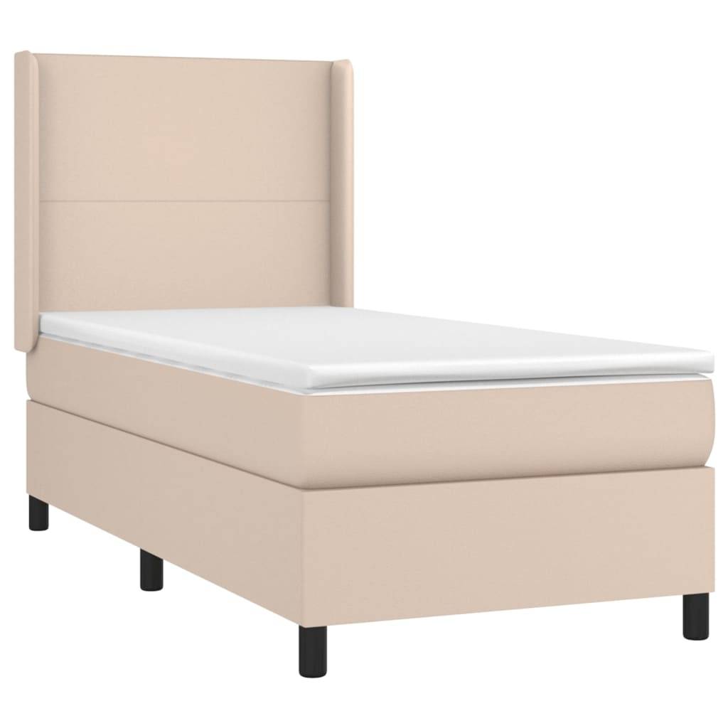 vidaXL Boxspringbett mit Matratze Cappuccino-Braun 90x200cm Kunstleder