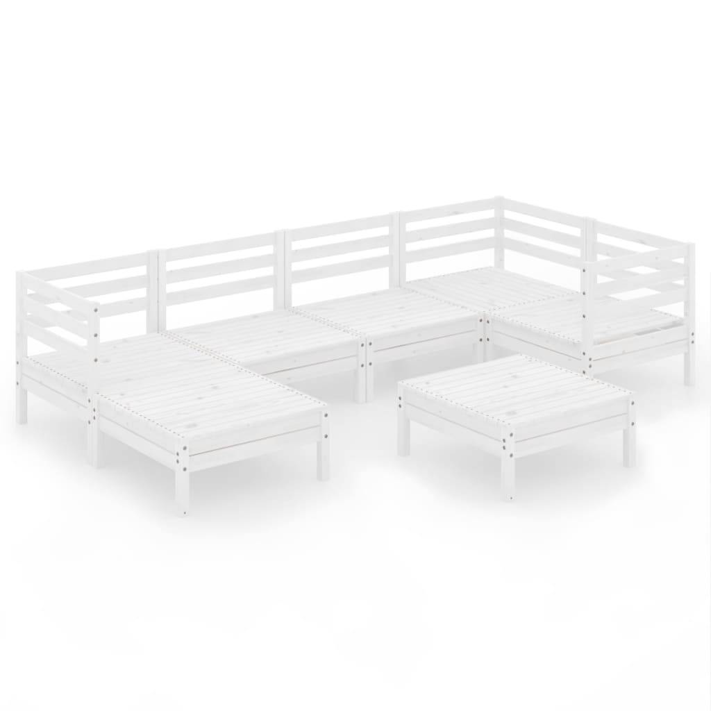vidaXL 7-tlg. Garten-Lounge-Set Massivholz Kiefer Weiß