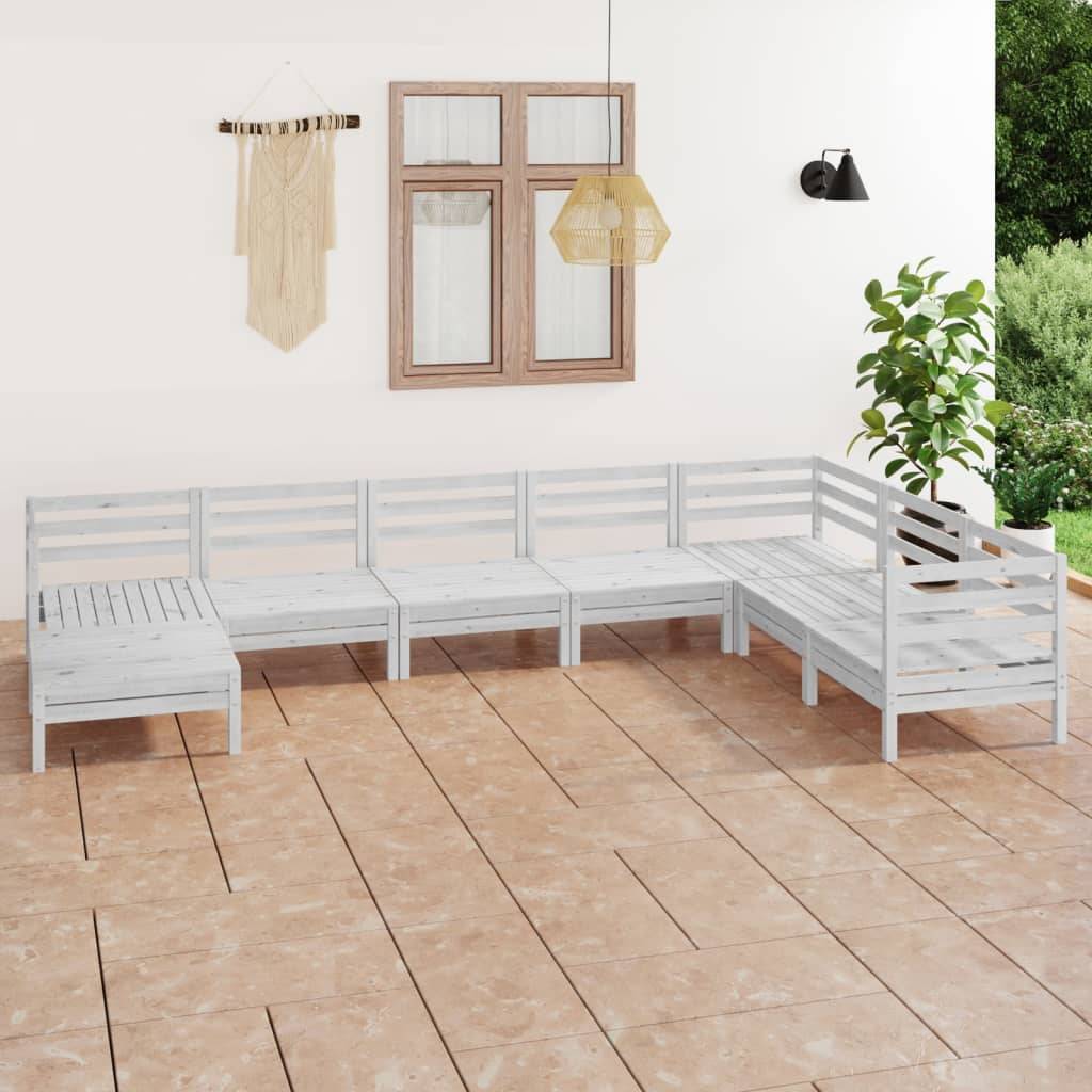 vidaXL 8-tlg. Garten-Lounge-Set Massivholz Kiefer Weiß