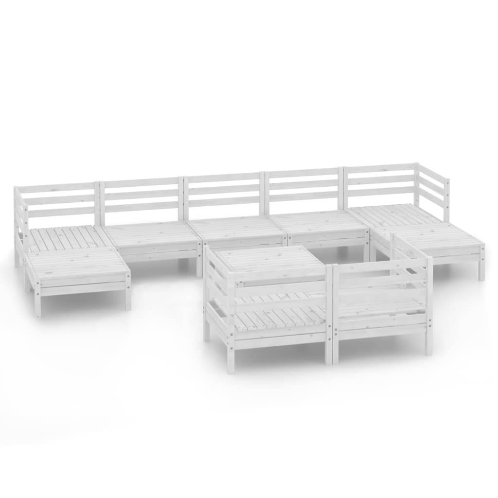 vidaXL 10-tlg. Garten-Lounge-Set Weiß Massivholz Kiefer