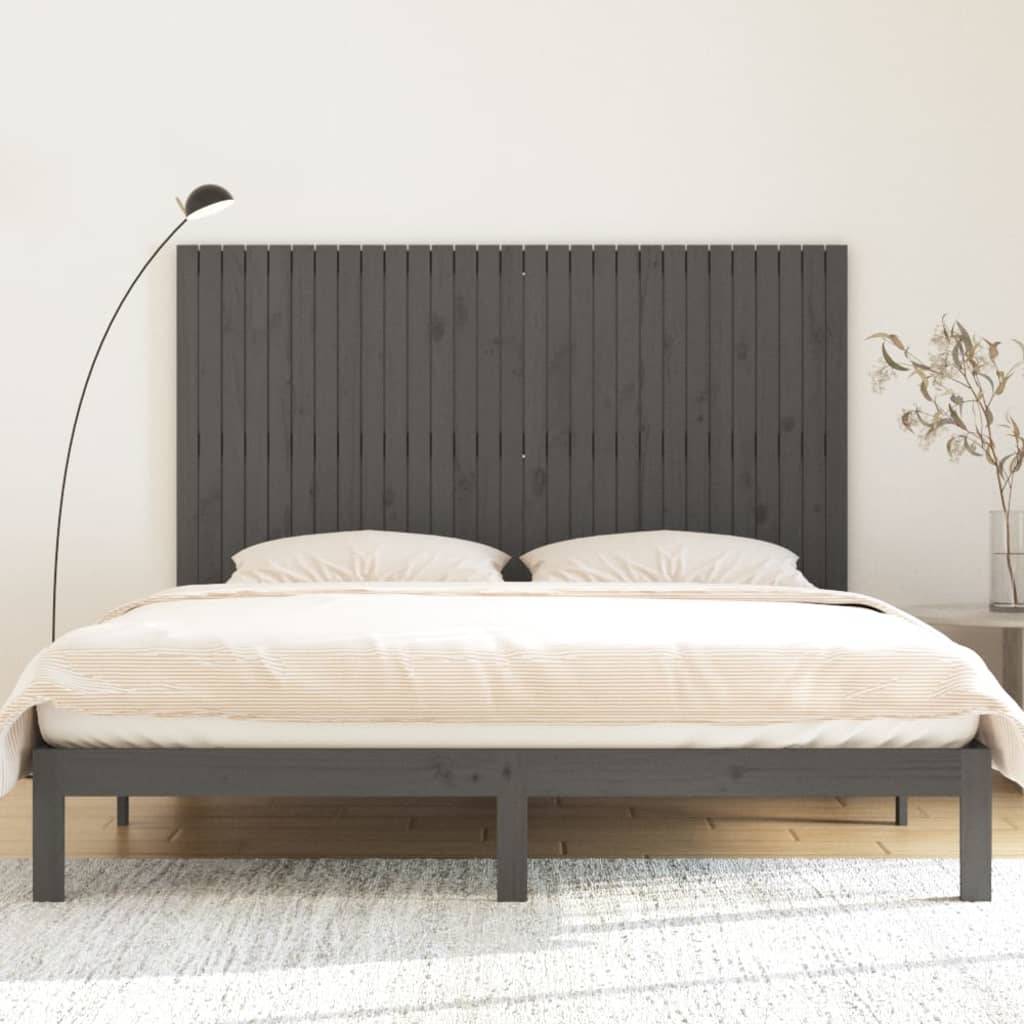 vidaXL Wand-Kopfteil Grau 185x3x110 cm Massivholz Kiefer