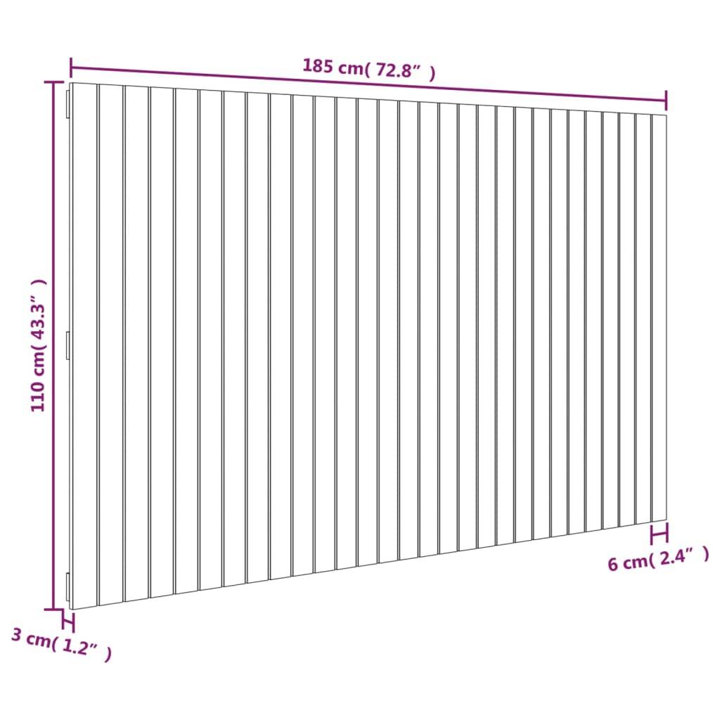vidaXL Wand-Kopfteil Grau 185x3x110 cm Massivholz Kiefer
