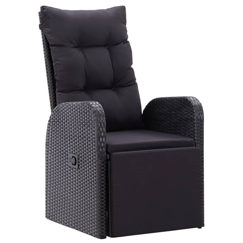 vidaXL 11-tlg. Garten-Essgruppe mit Kissen Schwarz Poly Rattan