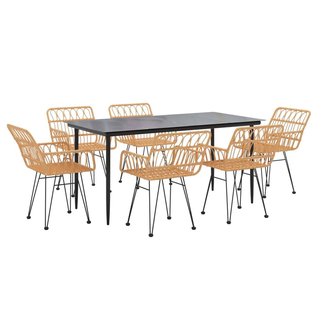 vidaXL 7-tlg. Garten-Essgruppe Poly Rattan