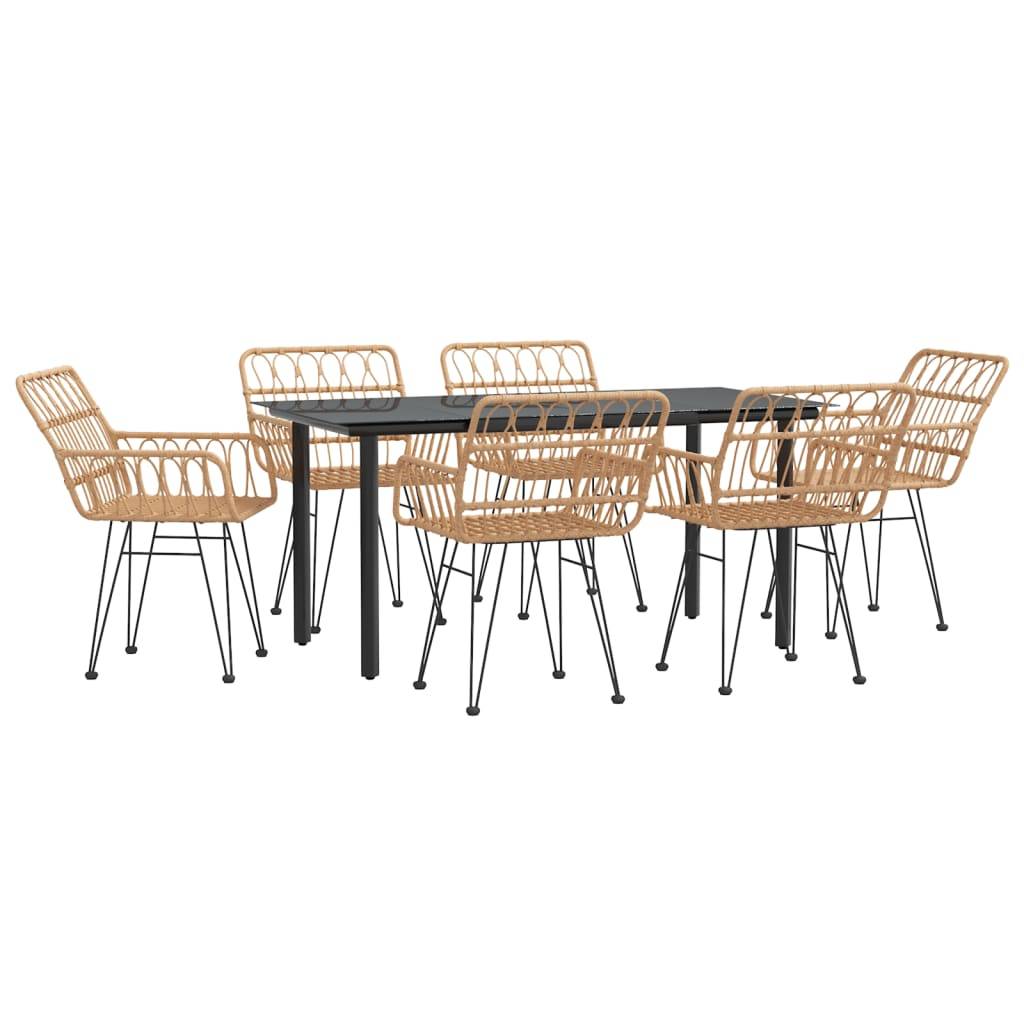 vidaXL 7-tlg. Garten-Essgruppe Poly Rattan