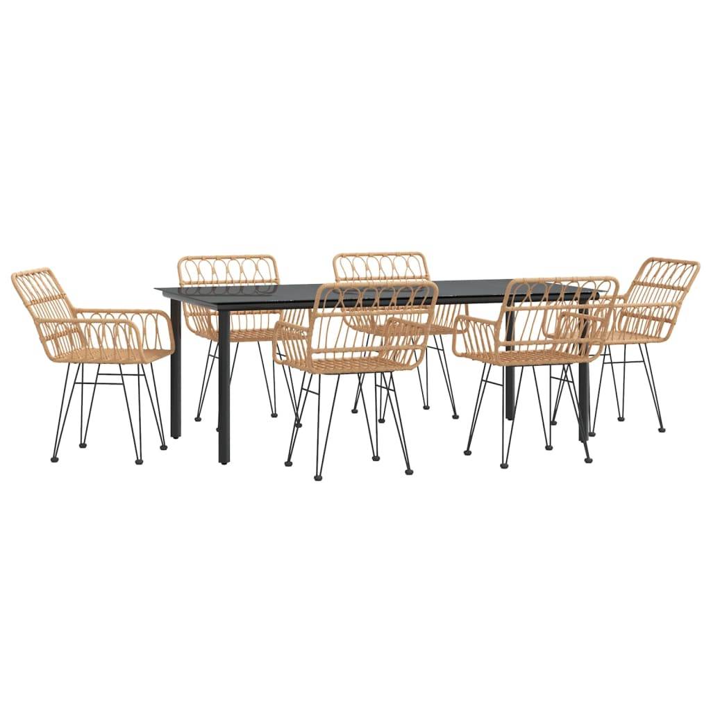 vidaXL 7-tlg. Garten-Essgruppe Poly Rattan