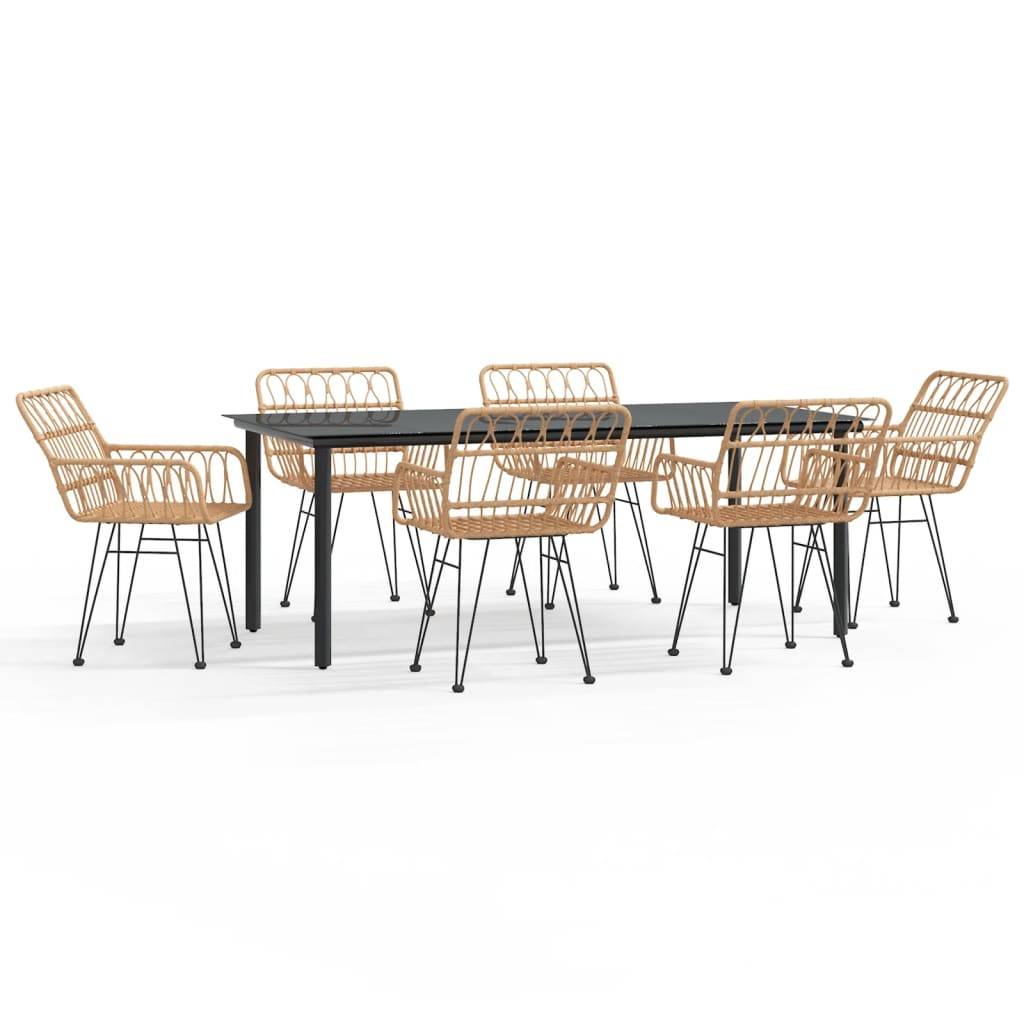 vidaXL 7-tlg. Garten-Essgruppe Poly Rattan