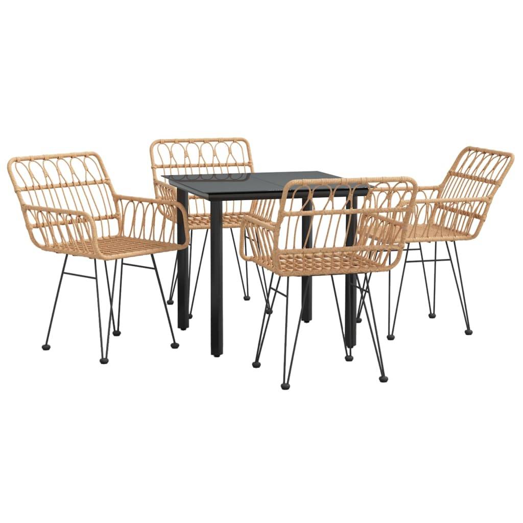 vidaXL 5-tlg. Garten-Essgruppe Poly Rattan