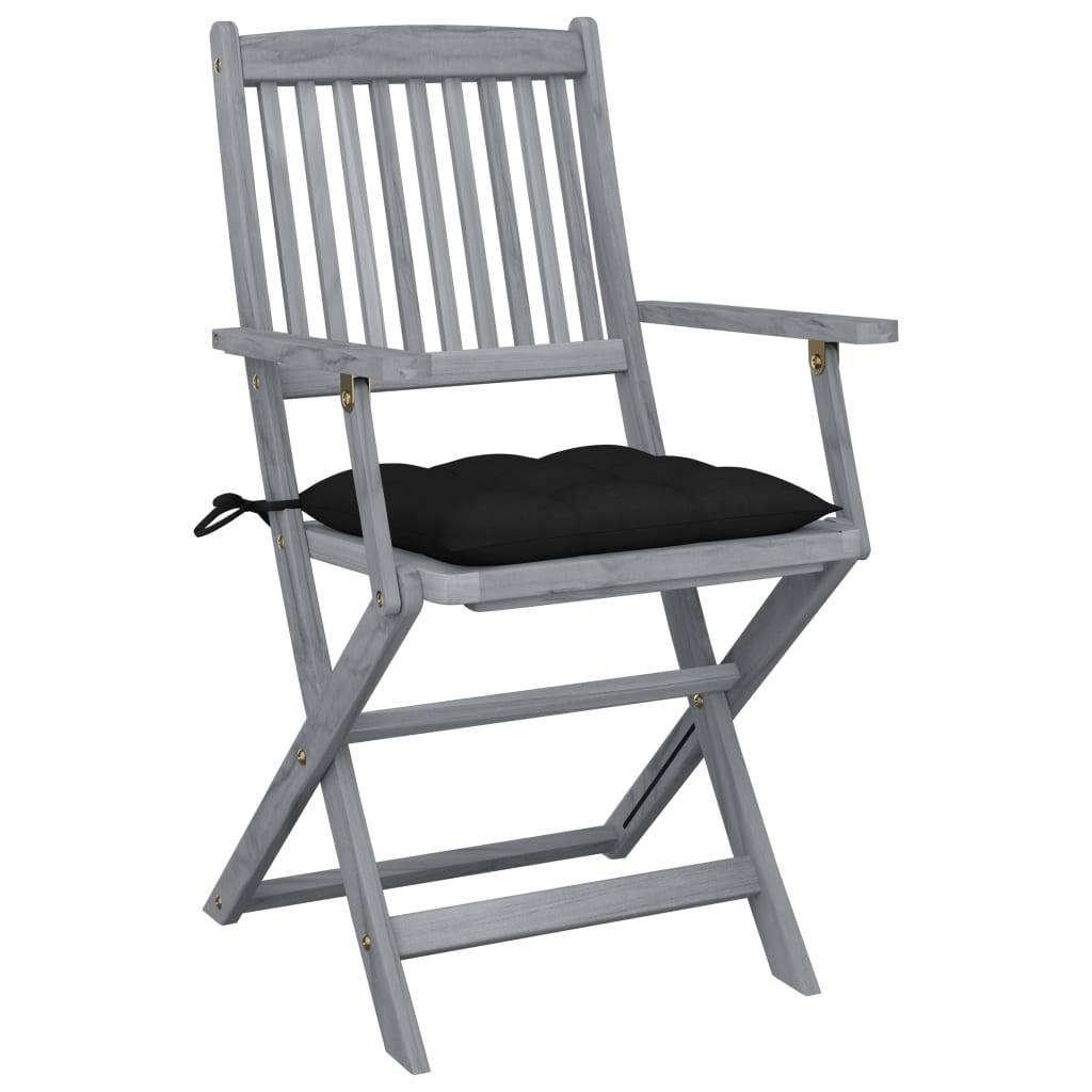 vidaXL Klappbare Gartenstühle 6 Stk. mit Kissen Massivholz Akazie