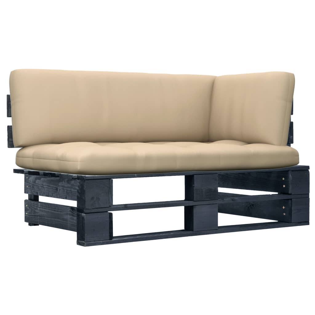 vidaXL Garten-Ecksofa aus Paletten Schwarz Imprägniertes Kiefernholz