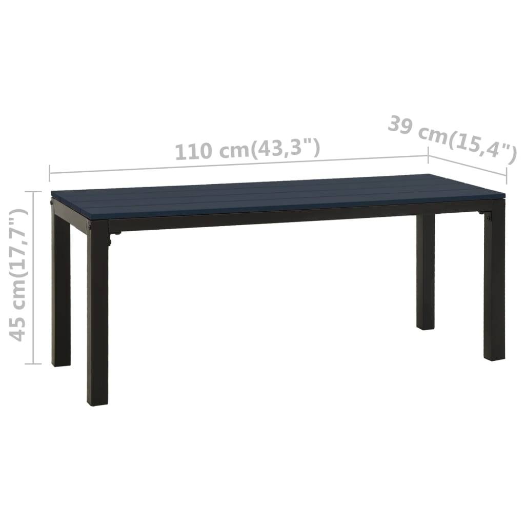 vidaXL Gartenbank 110 cm Stahl und WPC Schwarz