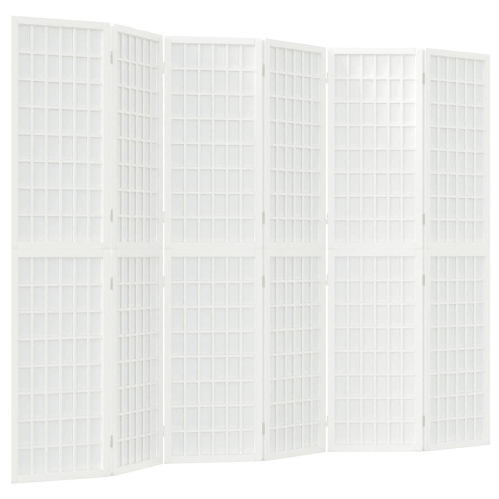 vidaXL 6-tlg. Paravent Japanischer Stil Faltbar 240x170 cm Weiß