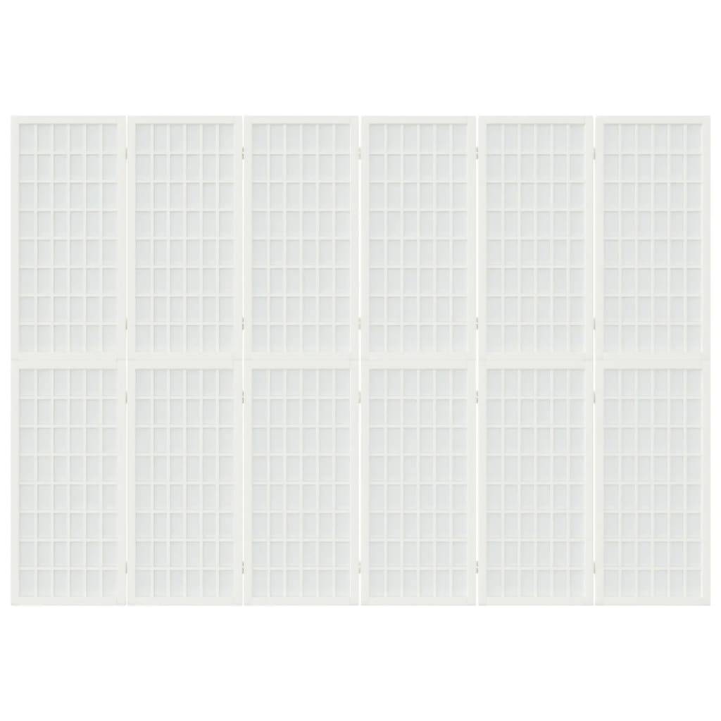 vidaXL 6-tlg. Paravent Japanischer Stil Faltbar 240x170 cm Weiß