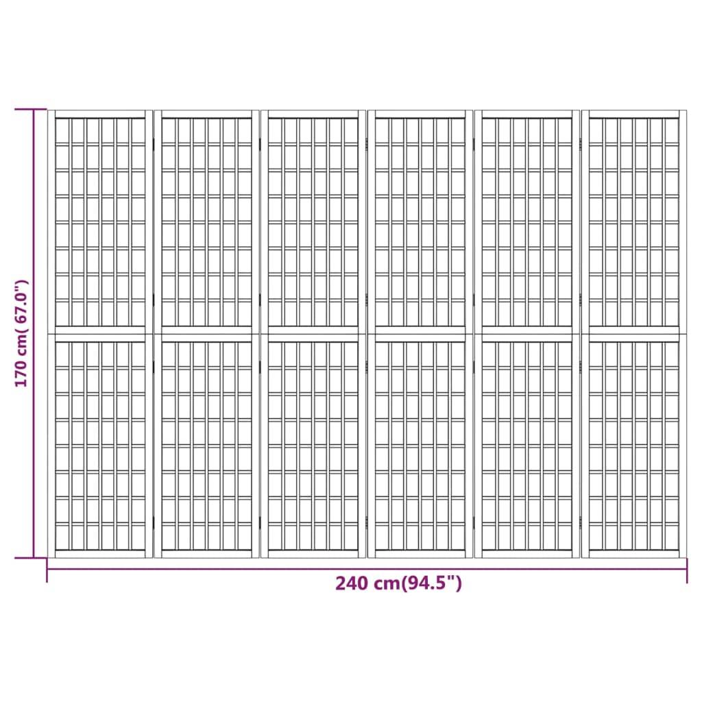 vidaXL 6-tlg. Paravent Japanischer Stil Faltbar 240x170 cm Weiß