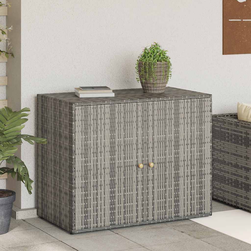 vidaXL Gartenschrank Grau 100x55,5x80 cm Poly Rattan