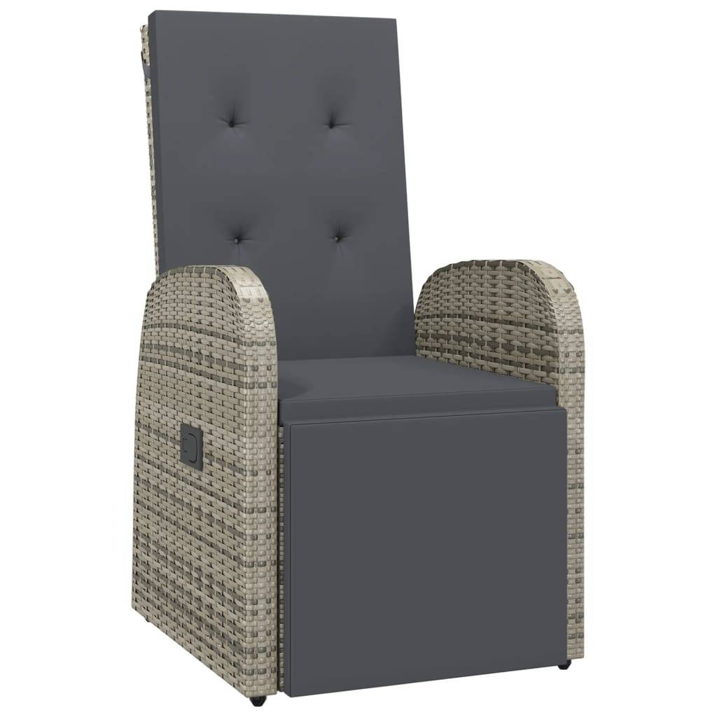 vidaXL Garten-Liegestühle mit Kissen 2 Stk. Grau Poly Rattan