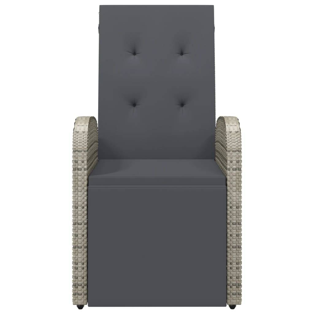 vidaXL Garten-Liegestühle mit Kissen 2 Stk. Grau Poly Rattan