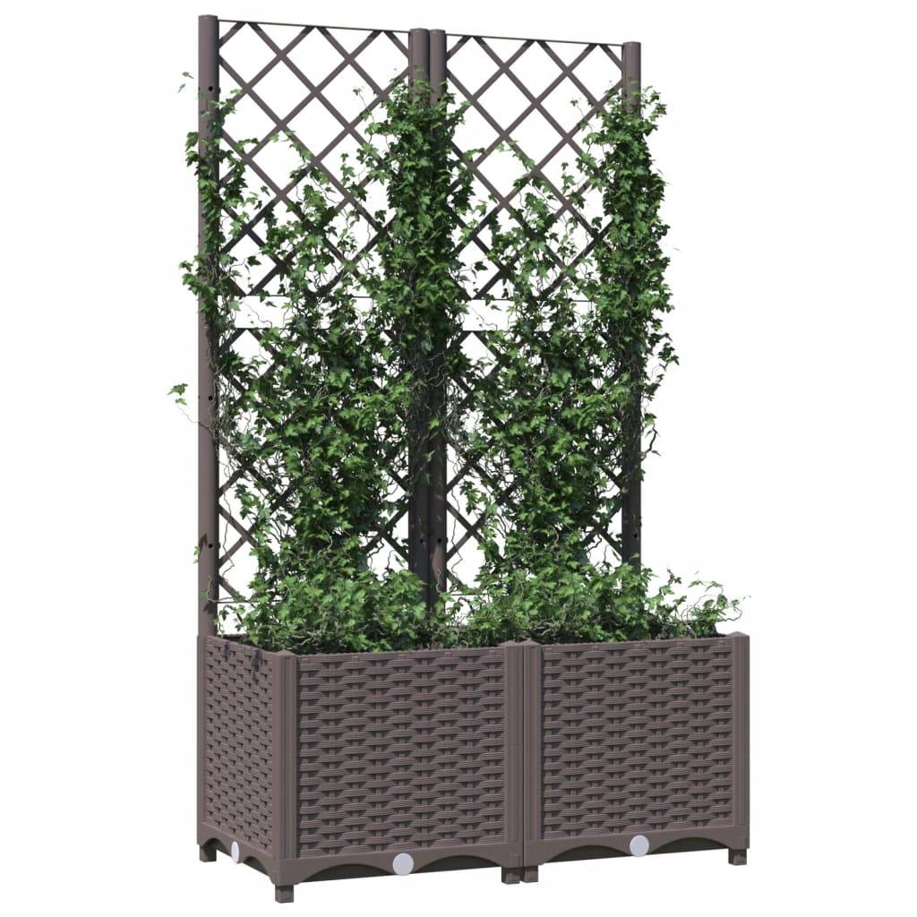 vidaXL Pflanzkübel mit Rankgitter Braun 80x40x136 cm PP