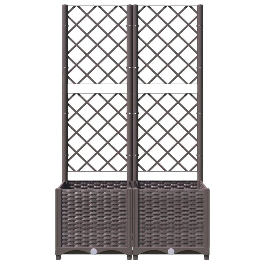 vidaXL Pflanzkübel mit Rankgitter Braun 80x40x136 cm PP