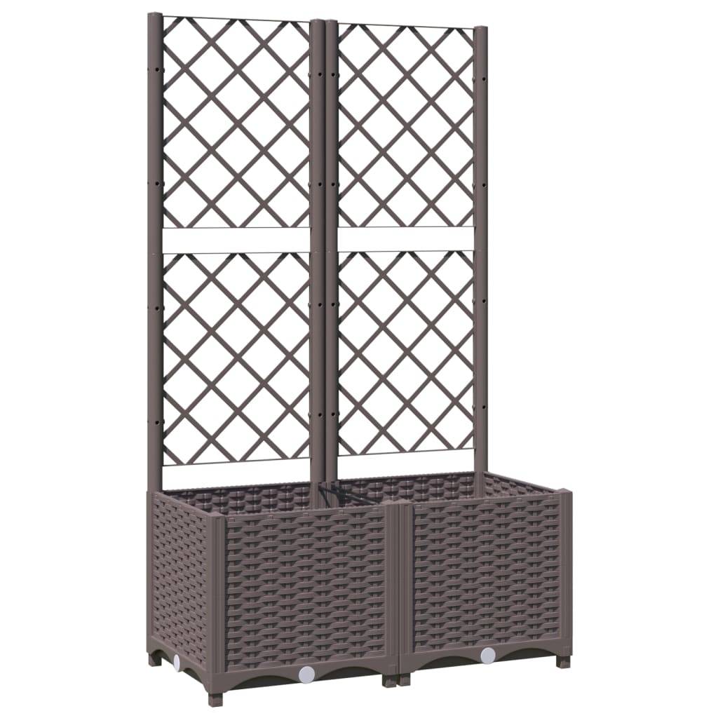 vidaXL Pflanzkübel mit Rankgitter Braun 80x40x136 cm PP