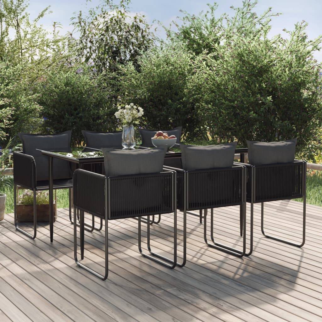 vidaXL 7-tlg. Garten-Essgruppe Schwarz