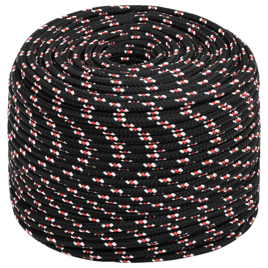 vidaXL Bootsseil Schwarz 6 mm 50 m Polypropylen