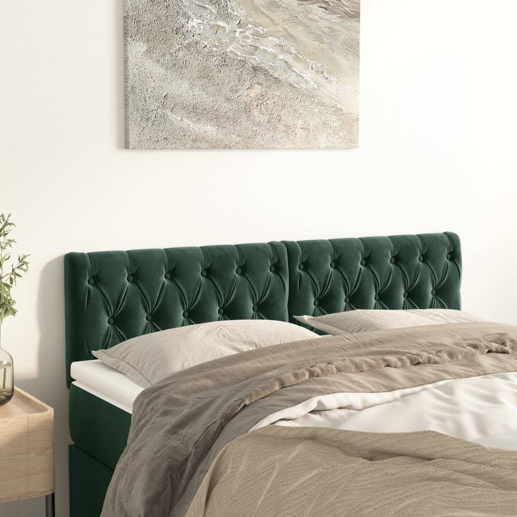 vidaXL Kopfteile 2 Stk. Dunkelgrün 80x7x78/88 cm Samt