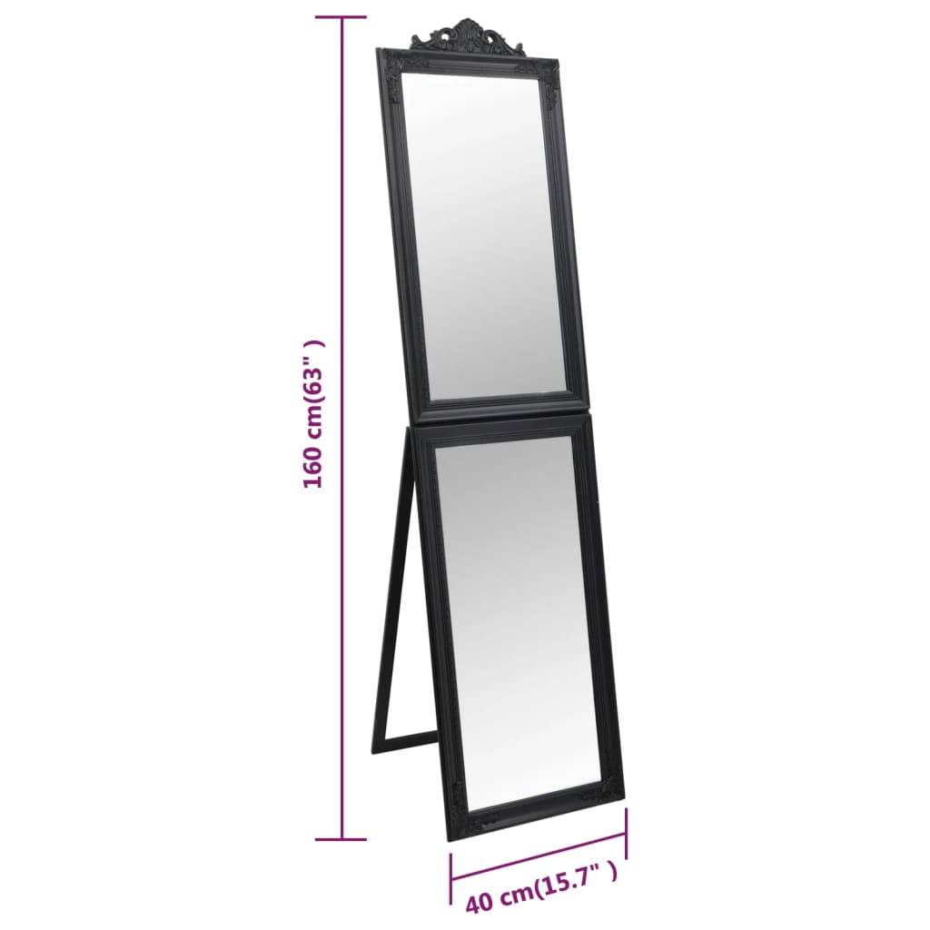vidaXL Standspiegel Schwarz 40x160 cm