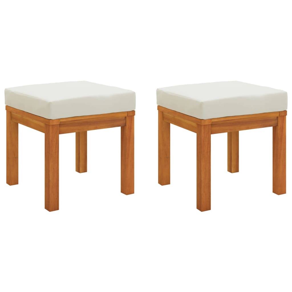 vidaXL Gartenhocker mit Kissen 2 Stk. 40x40x42 cm Massivholz Akazie