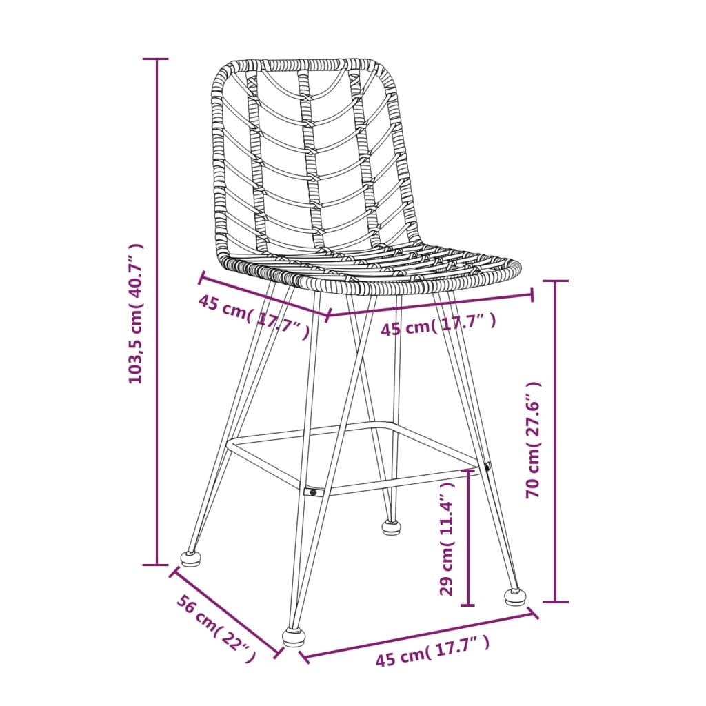 vidaXL Barhocker 2 Stk. 45x56x103,5 cm PE-Rattan und Stahl