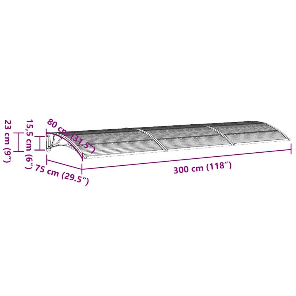vidaXL Türvordach Schwarz 300x75 cm Polycarbonat